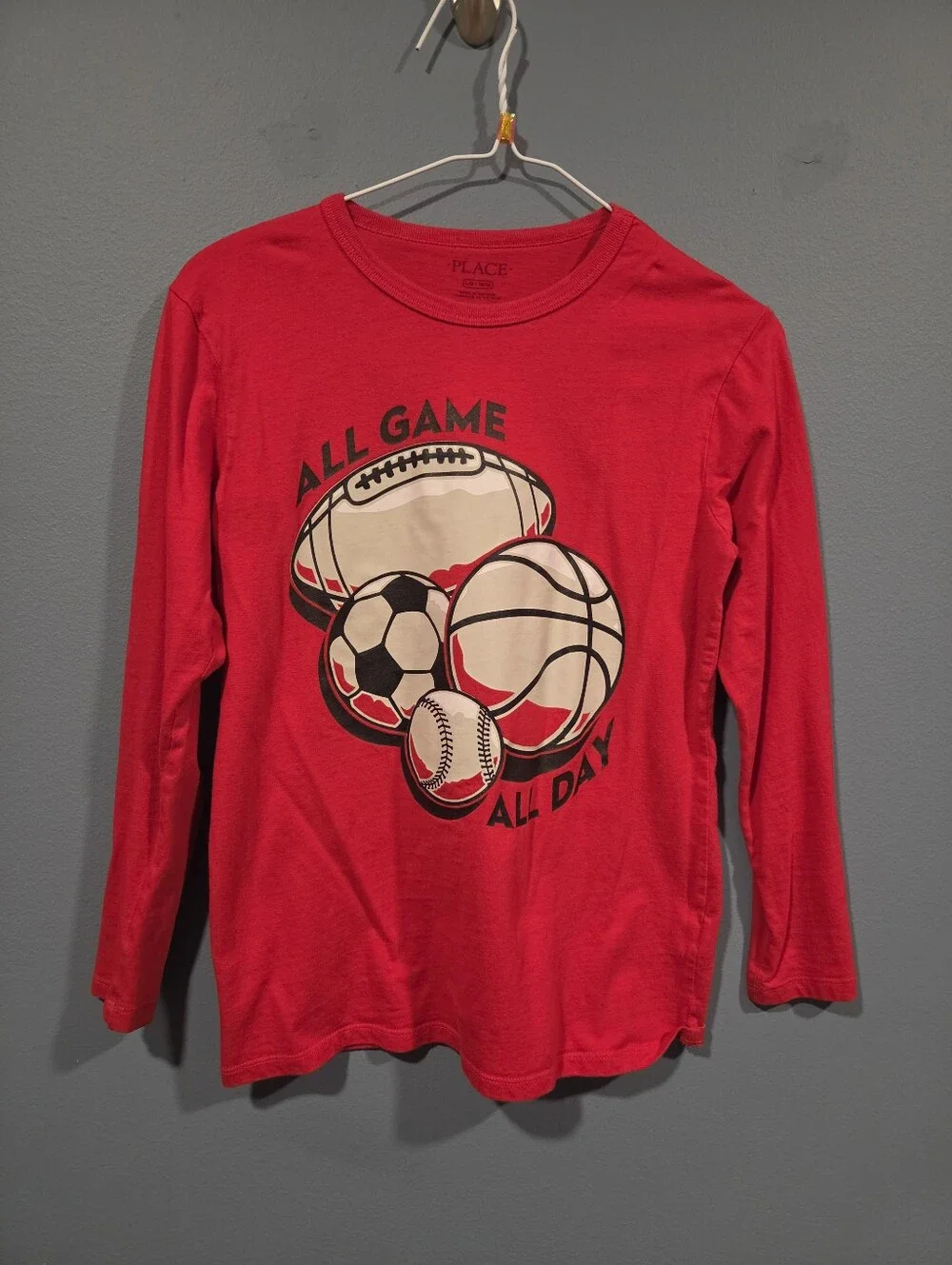 The Children's Place Red 'All Game All Day' Long-Sleeve Tee - Size 10/12